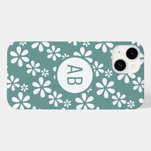 Monogram Modern Girl Floral Pattern Personalisiert Case-Mate iPhone Hülle (Rückseite (Horizontal))