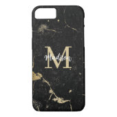 Monogram Modern Gold Black Marble Case-Mate iPhone Hülle (Rückseite)