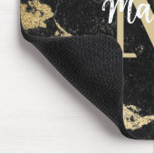 Monogram Modern Gold Black Marble Mousepad (Ecke)