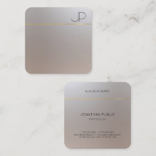 Monogram Modern Gold Silber Look Template Quadratische Visitenkarte