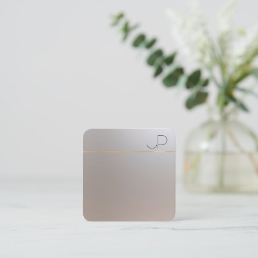 Monogram Modern Gold Silber Look Template Quadratische Visitenkarte (Stehend Vorderseite)