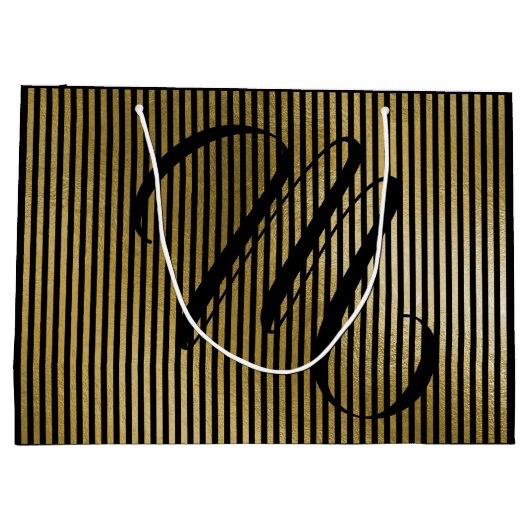 Monogram Modern Gold Strips VIP Jubiläum Große Geschenktüte (Rückseite)