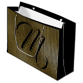 Monogram Modern Gold Strips VIP Jubiläum Große Geschenktüte (Vorderseite Schrägansicht)