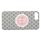 Monogram Modern Grau Pink Geometric Case-Mate iPhone Hülle (Rückseite (Horizontal))
