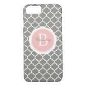 Monogram Modern Grau Pink Geometric Case-Mate iPhone Hülle (Rückseite)