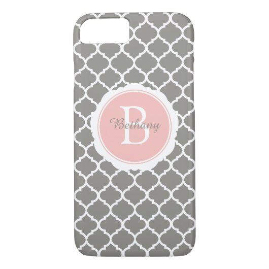 Monogram Modern Grau Pink Geometric Case-Mate iPhone Hülle (Rückseite)