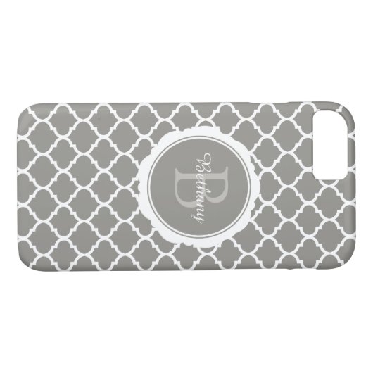 Monogram Modern Gray Geometric Case-Mate iPhone Hülle (Rückseite (Horizontal))