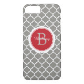 Monogram Modern Gray Red Geometric Case-Mate iPhone Hülle (Rückseite)