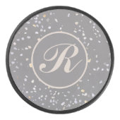 Monogram Modern Gray Terrazzo Eishockey Puck (Vorderseite)