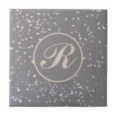 Monogram Modern Gray Terrazzo Fliese (Vorderseite)