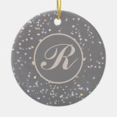 Monogram Modern Gray Terrazzo Keramik Ornament (Vorne)