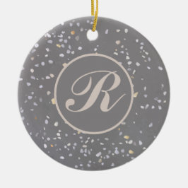 Monogram Modern Gray Terrazzo Keramik Ornament