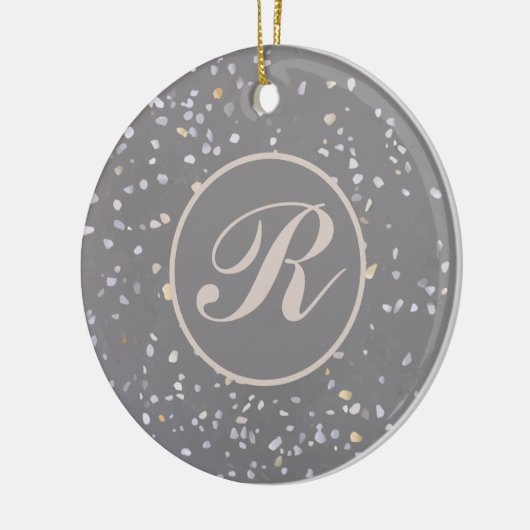Monogram Modern Gray Terrazzo Keramik Ornament (Links)