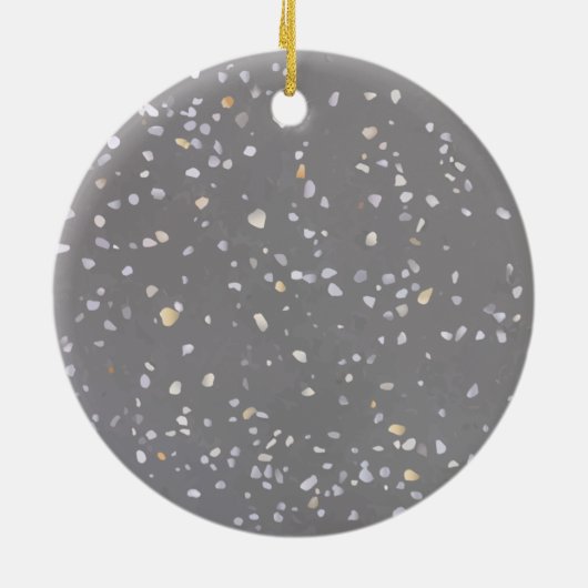 Monogram Modern Gray Terrazzo Keramik Ornament (Hinten)