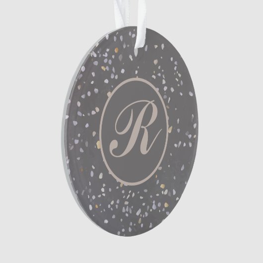 Monogram Modern Gray Terrazzo Ornament (Vorderseite)