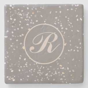 Monogram Modern Gray Terrazzo Steinuntersetzer