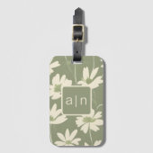Monogram, Modern Green Floral Gepäckanhänger (Vorderseite Vertikal)