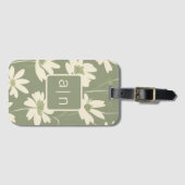 Monogram, Modern Green Floral Gepäckanhänger (Vorderseite (Horizontal))