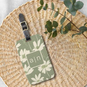 Monogram, Modern Green Floral Gepäckanhänger