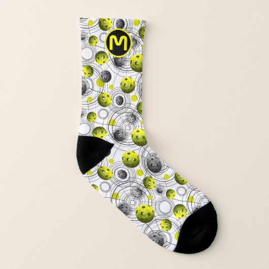 Monogram, Modern Green Grau Pickleball Socken (Links - Innen)