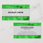 Monogram Modern Green Grunge Hintergrund Visitenkarte (Vorne/Hinten)