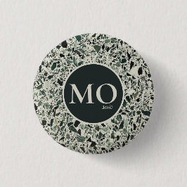 Monogram Modern Green Terrazzo Button