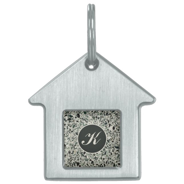 Monogram Modern Green Terrazzo Tiermarke (Vorderseite)