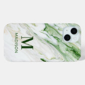 Monogram Modern Green White Personalisiert Case-Mate iPhone Hülle (Rückseite (Horizontal))