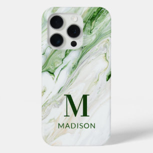 Monogram Modern Green White Personalisiert Case-Mate iPhone Hülle