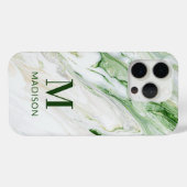 Monogram Modern Green White Personalisiert Case-Mate iPhone Hülle (Rückseite (Horizontal))