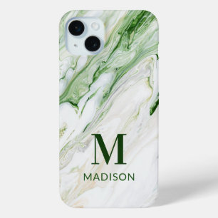 Monogram Modern Green White Personalisiert Case-Mate iPhone Hülle