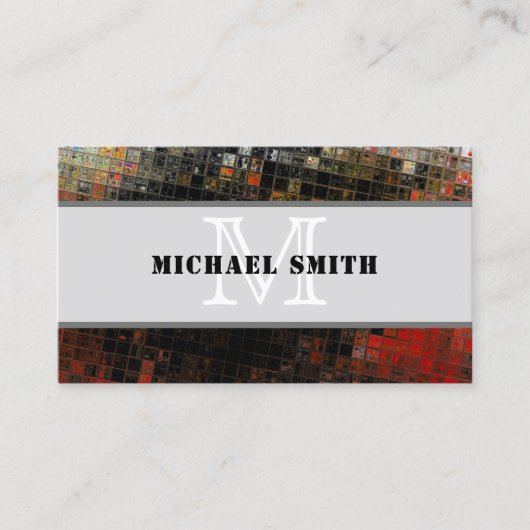 Monogram, Modern Grunge Metal Background #3 Visitenkarte (Vorderseite)