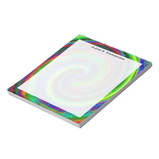 Monogram Modern Grunge Spiral Rainbow Gefärbte Kra Notizblock (Rotiert)