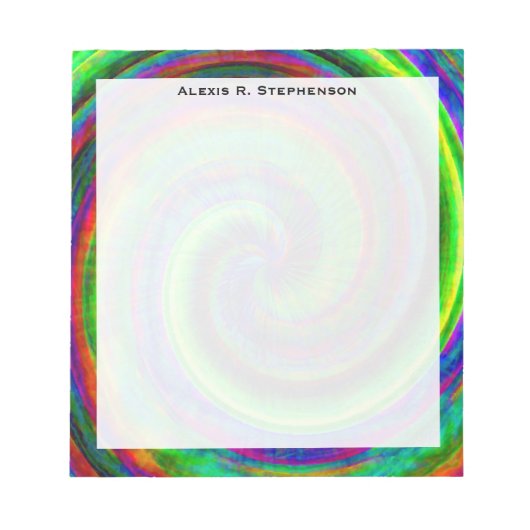 Monogram Modern Grunge Spiral Rainbow Gefärbte Kra Notizblock (Vorderseite)