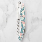 Monogram Modern Grunge Tropical Palm Pattern Kellnermesser (Vorderseite)