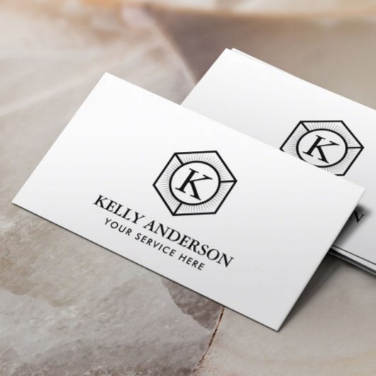 Monogram, Modern Hexagon Logo Minimalistisch Visitenkarte