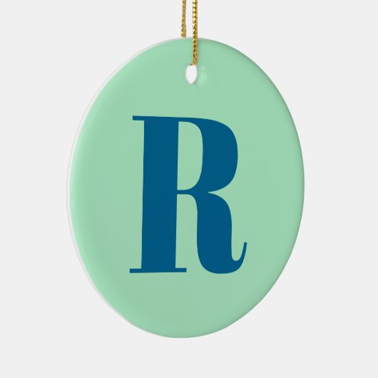 Monogram Modern Initial Letter Neo Mint Green Navy Keramik Ornament (Rechts)