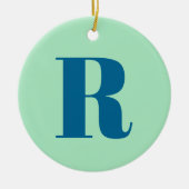 Monogram Modern Initial Letter Neo Mint Green Navy Keramik Ornament (Vorne)