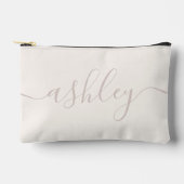 Monogram Modern Ivory Pink Script Calligraphy Zubehörtasche (Vorderseite)