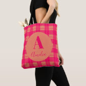 Monogram Modern Kariert Hot Pink Orange Tasche (Von Nahem)