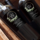 Monogram Modern Kranz Personalisiert Weihnachten Weinetikett