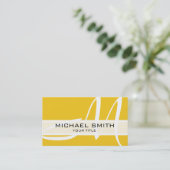 Monogram Modern Lemon Background Visitenkarte (Stehend Vorderseite)