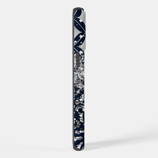 Monogram Modern Leopard Print Glitzer Personalisie iPhone Hülle (Rechte Seite)