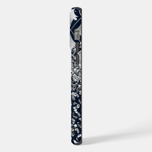 Monogram Modern Leopard Print Glitzer Personalisie iPhone Hülle (Linke Seite)