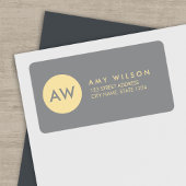 Monogram Modern Light Gray & Cream Address Adressaufkleber