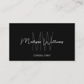 Monogram Modern Logo Name Schwarz-weiß Consultant Visitenkarte (Vorderseite)