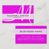 Monogram Modern Magenta Background Visitenkarte (Vorne/Hinten)
