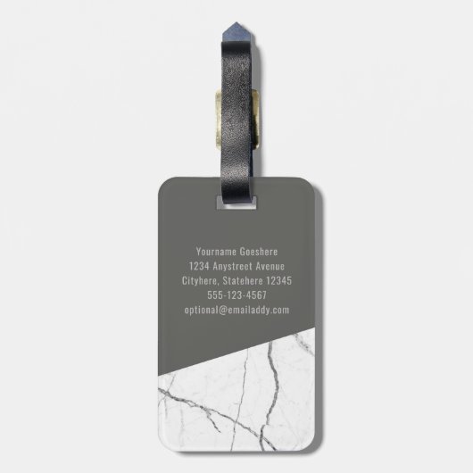 Monogram Modern Marble Angled Initials Cusom Gepäckanhänger (Rückseite vertikal)