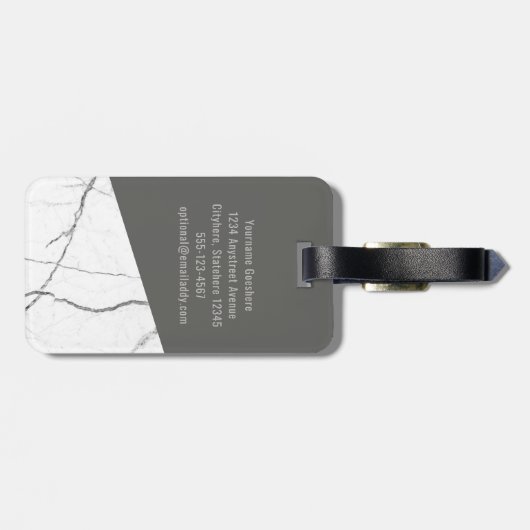 Monogram Modern Marble Angled Initials Cusom Gepäckanhänger (Rückseite horizontal)