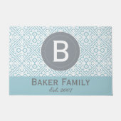 Monogram Modern marokkanischen Stil Door Mat, Gray Fußmatte (Vorderseite)